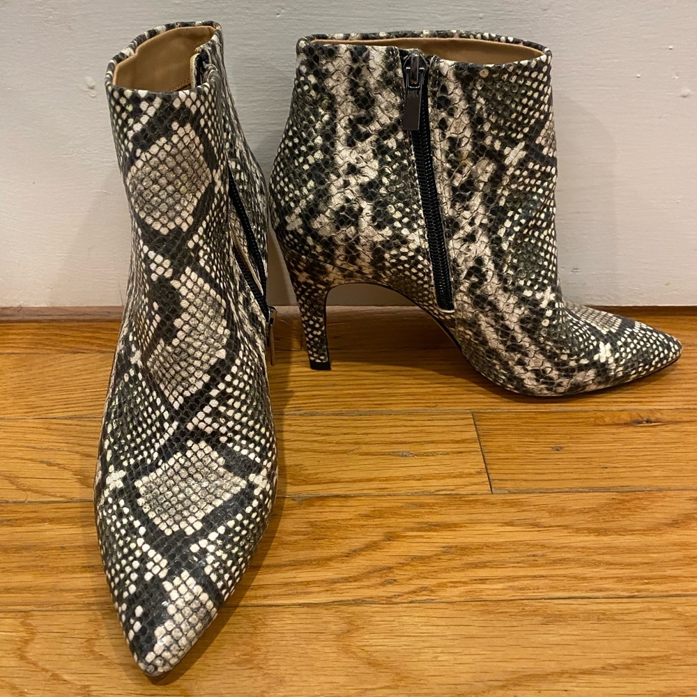 Snake Print Heeled Booties